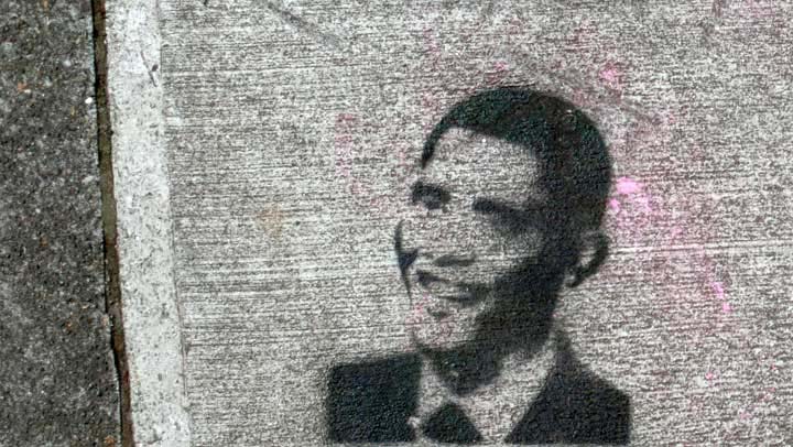 Obama sidewalk stencil image
