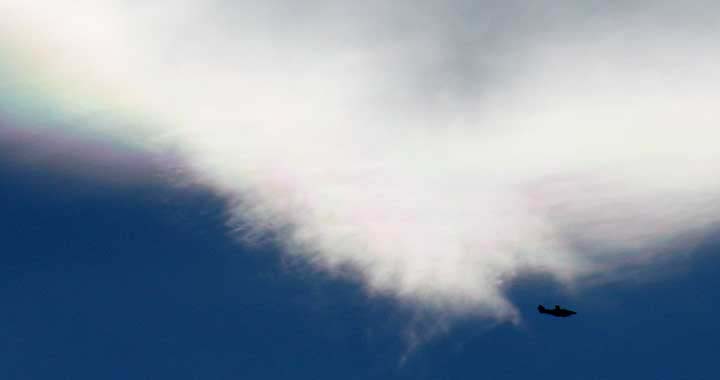 Ice clouds wih airplane